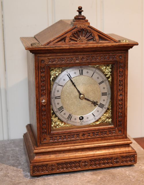 Small Oak Mantel Clock (Germany, C. 1890)