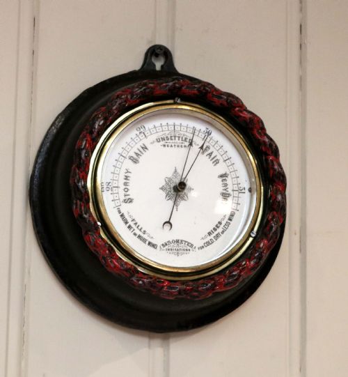Victorian Cast Iron Circular Aneroid Barometer