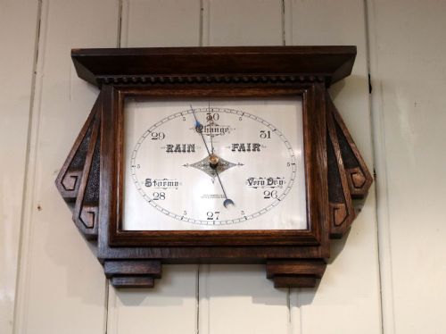 fig 1. Art Deco Style Oak Aneroid Barometer