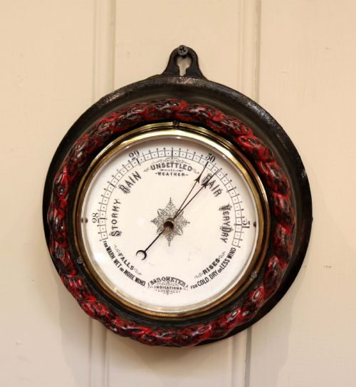 Victorian Cast Iron Circular Aneroid Barometer