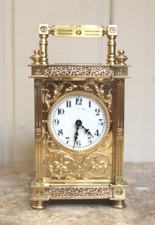 Ornate Filigree Carriage Clock (France, C. 1890)