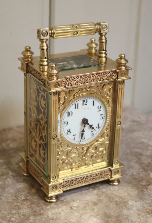 fig 1. Ornate Filigree Carriage Clock (France, c. 1890)