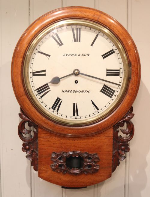 Oak Drop Dial Wall Clock (England, C. 1860)