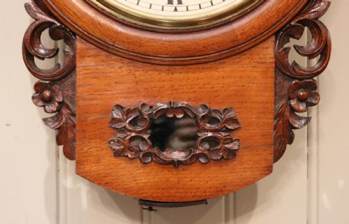 fig 1. Oak Drop Dial Wall Clock (England, c. 1860)