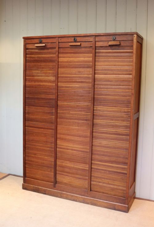 fig 1. French Oak Triple Tambour Front Filing Cabinet