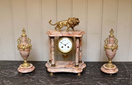 French Marble Clock Garniture