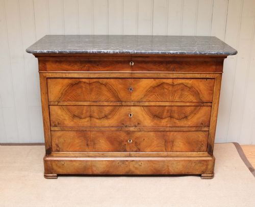 French Walnut Marble Top Chest