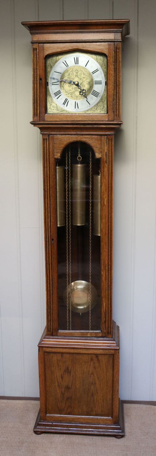 Early 20th Century Chiming Oak Longcase Clock