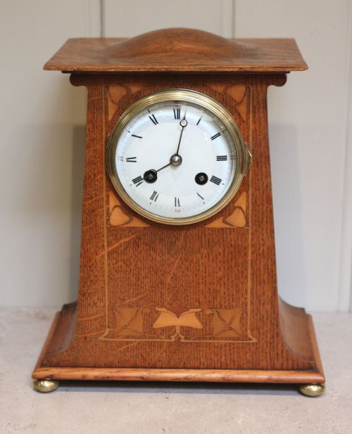 Voysey Style Oak Mantel Clock (United Kingdom, C. 1905)