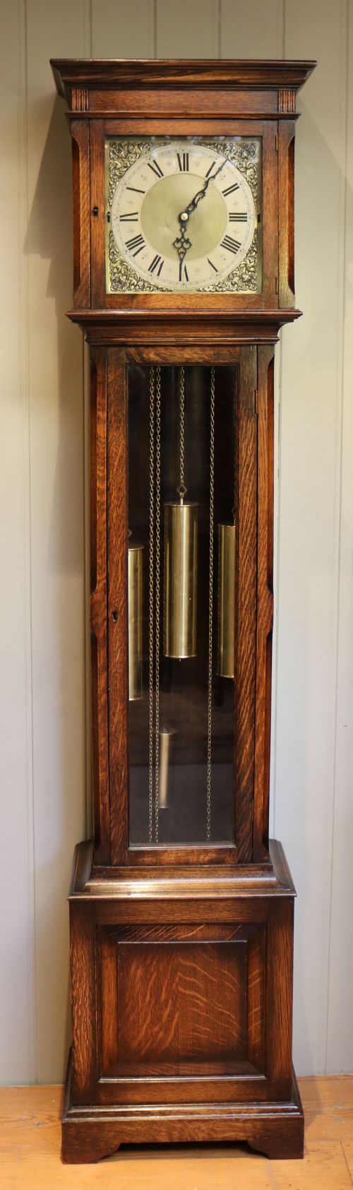 Small Oak Chiming Longcase Clock (England, C. 1920)