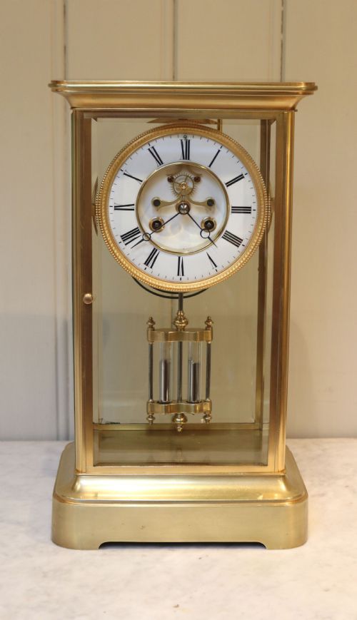 Visible Escapement Four Glass Clock (France, C. 1900)