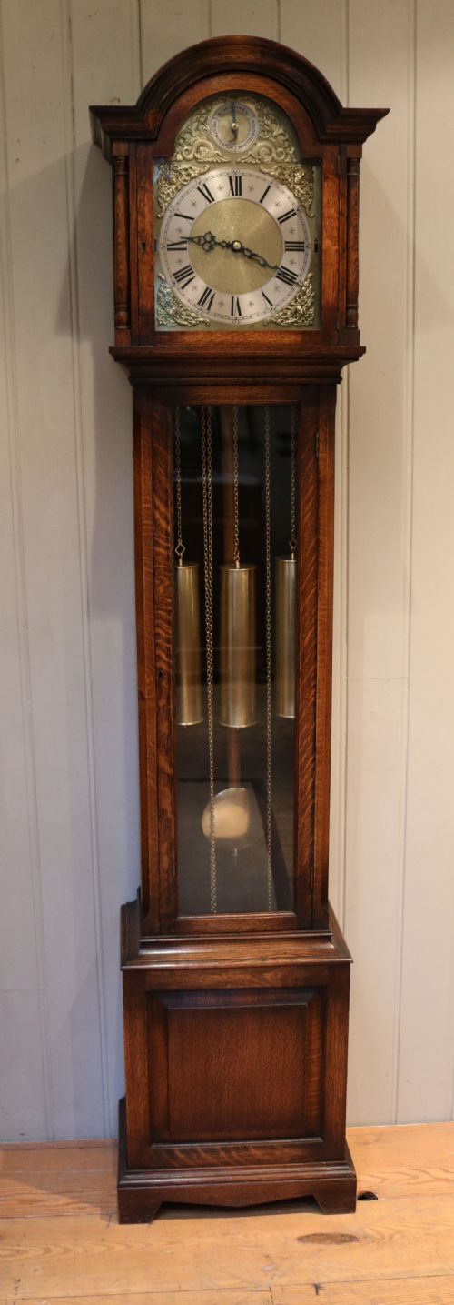 Oak Triple Chime Longcase Clock