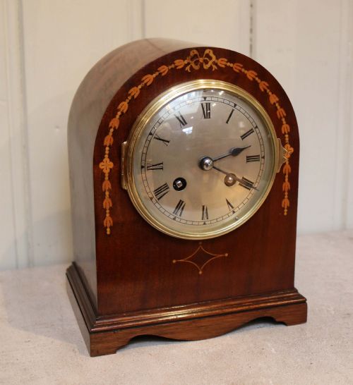 Small Mahogany and Inlay Mantel Clock (France, C. 1910)