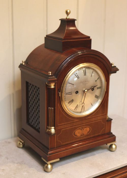 fig 1. Mahogany and Inlay Fusee Bracket Clock (Scotland, c. 1900)