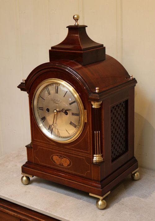 fig 2. Mahogany and Inlay Fusee Bracket Clock (Scotland, c. 1900)