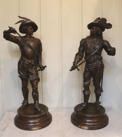 Pair of Patinated Cavalier Figures (France, C. 1890)