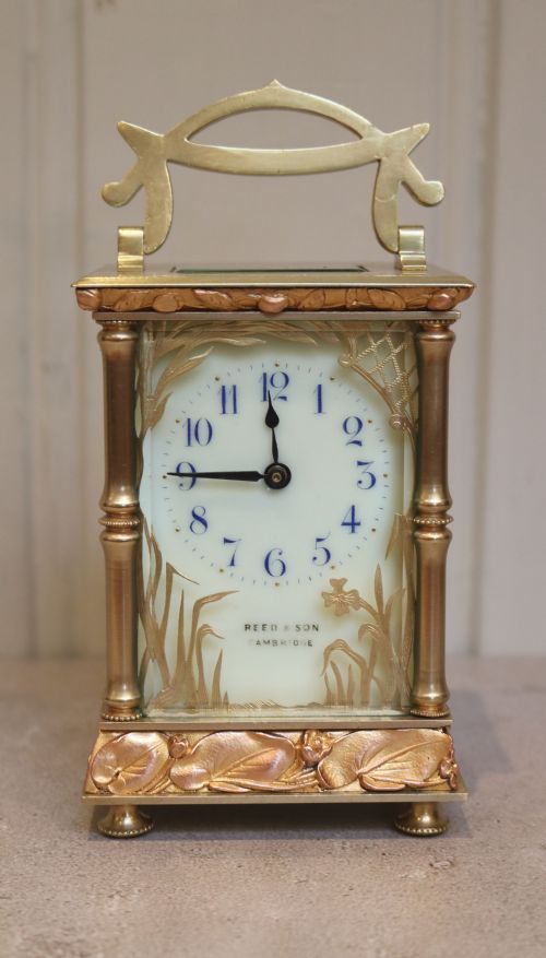fig 1. Art Nouveau Brass and Ormolu Carriage Clock (France, c. 1900)