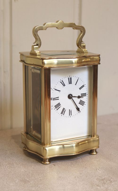fig 1. French Serpentine Shaped Brass Carriage Clock (France, c. 1890)