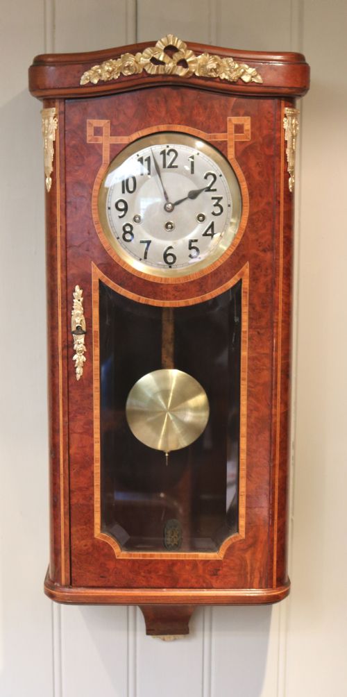 Burr Maple Westminster Chime Wall Clock (Germany, C. 1920)
