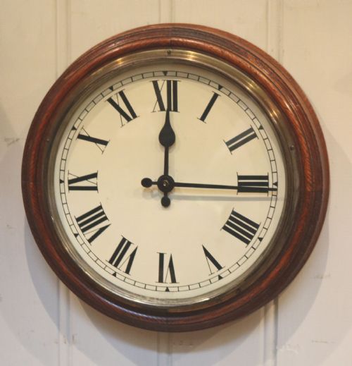 Solid Oak School Clock (Scotland, C. 1910)