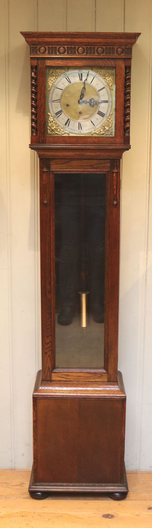 Small Oak Westminster Chime Longcase Clock (Germany, C. 1920)
