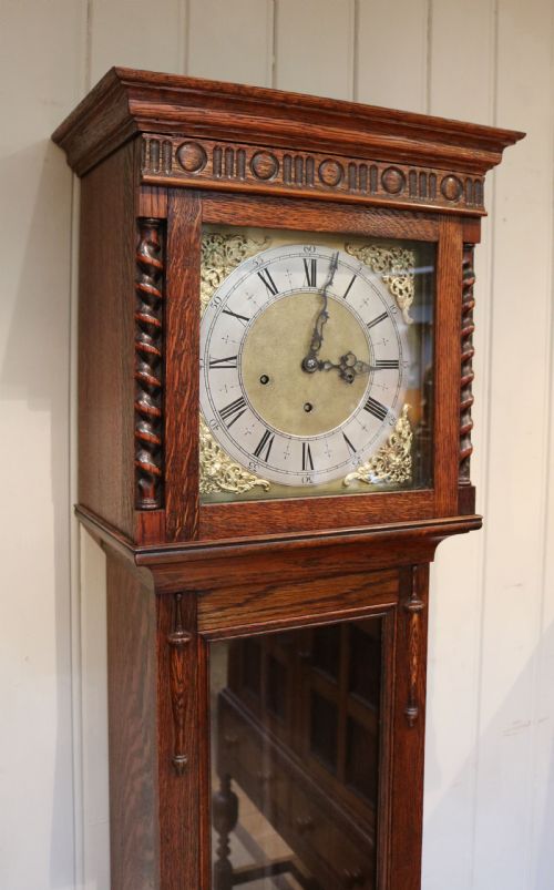 fig 1. Small Oak Westminster Chime Longcase Clock (Germany, c. 1920)