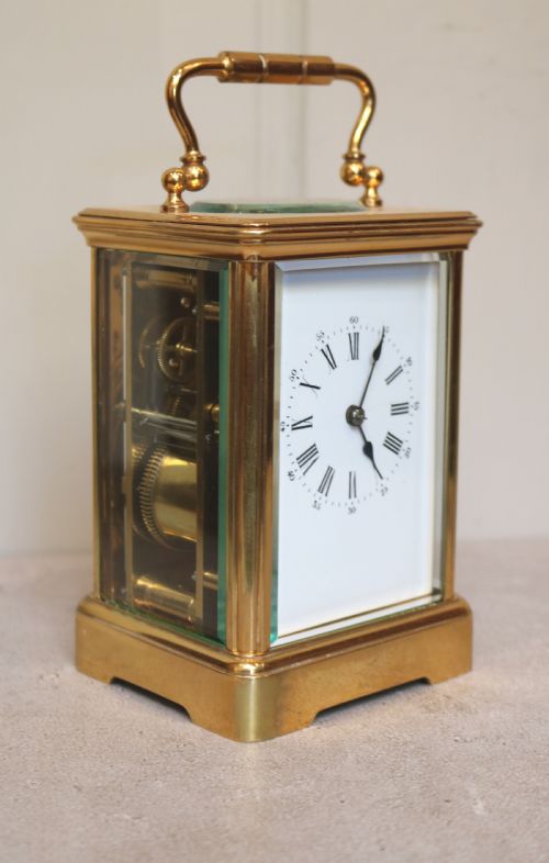 fig 1. French Striking Gilt Carriage Clock (France, c. 1880)