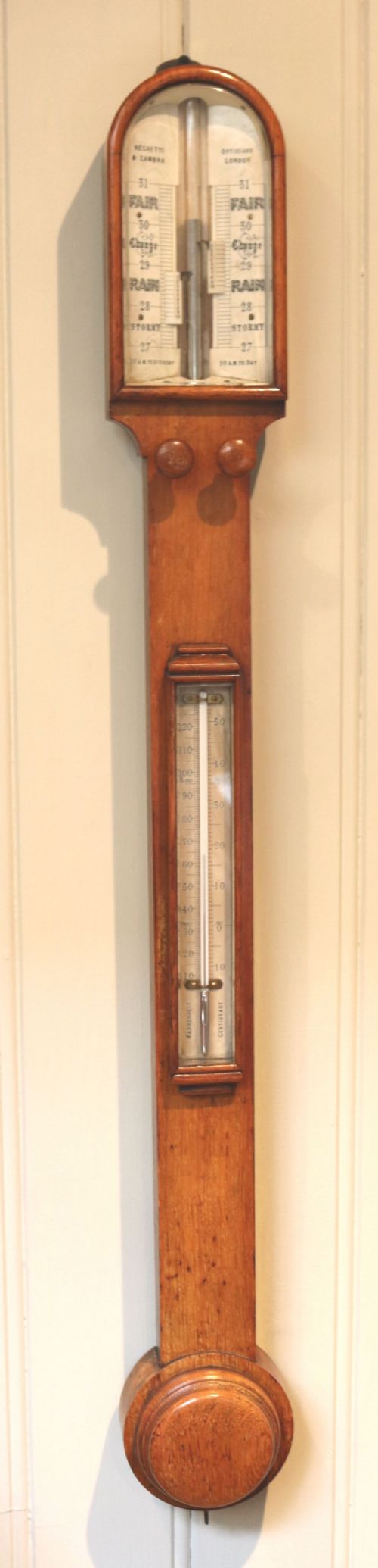 Solid Oak Stick Barometer (England, C. 1860)