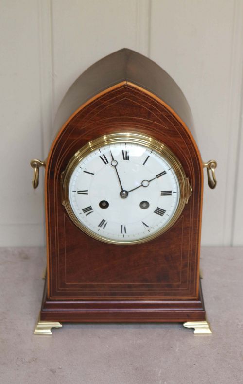 fig 1. Mahogany Lancet Top Striking Mantel Clock