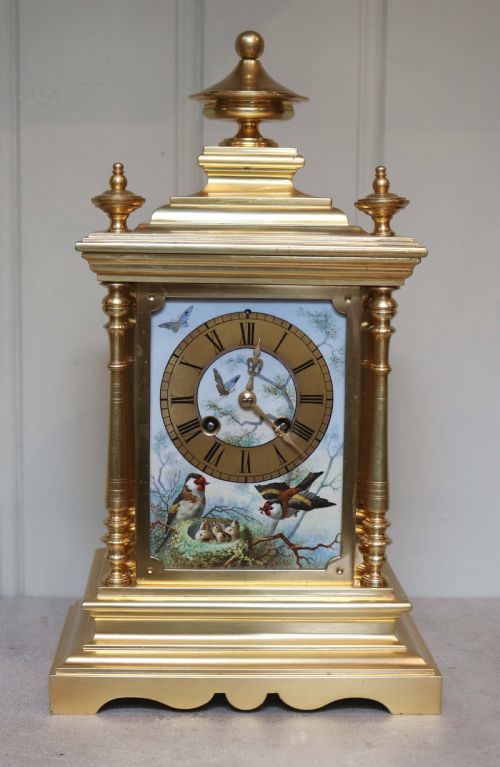 Victorian Gilt and Porcelain Panel Mantel Clock