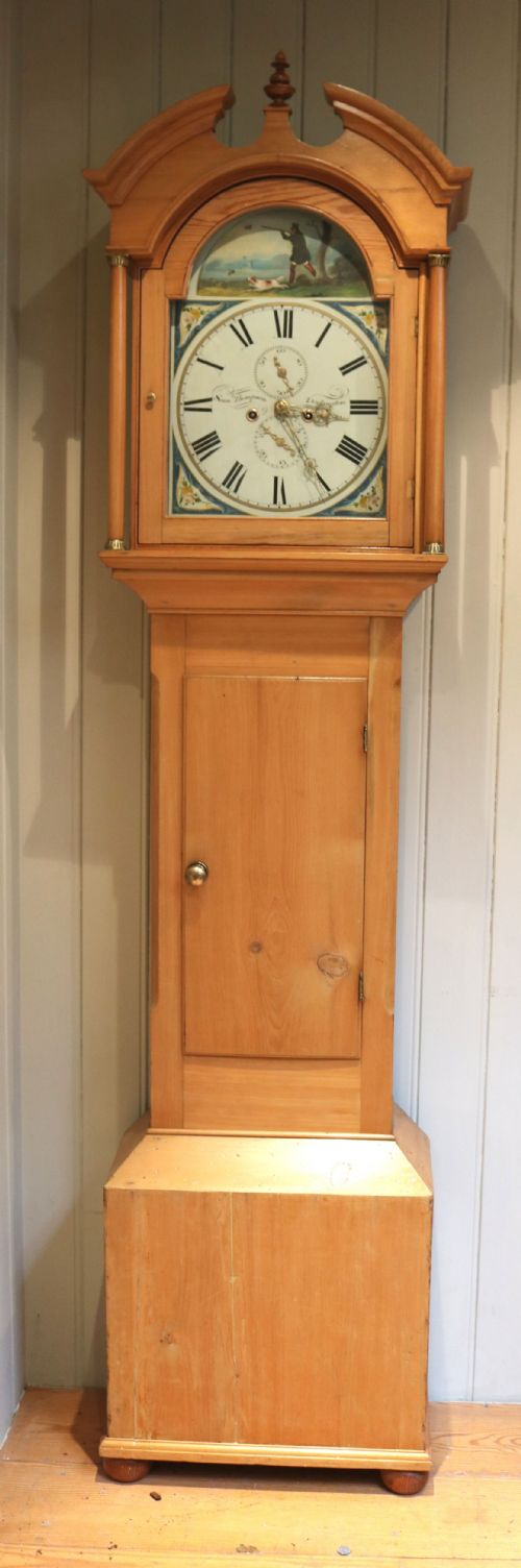 Pine Hunting Scene Longcase Clock (England, 1824 to 1834)
