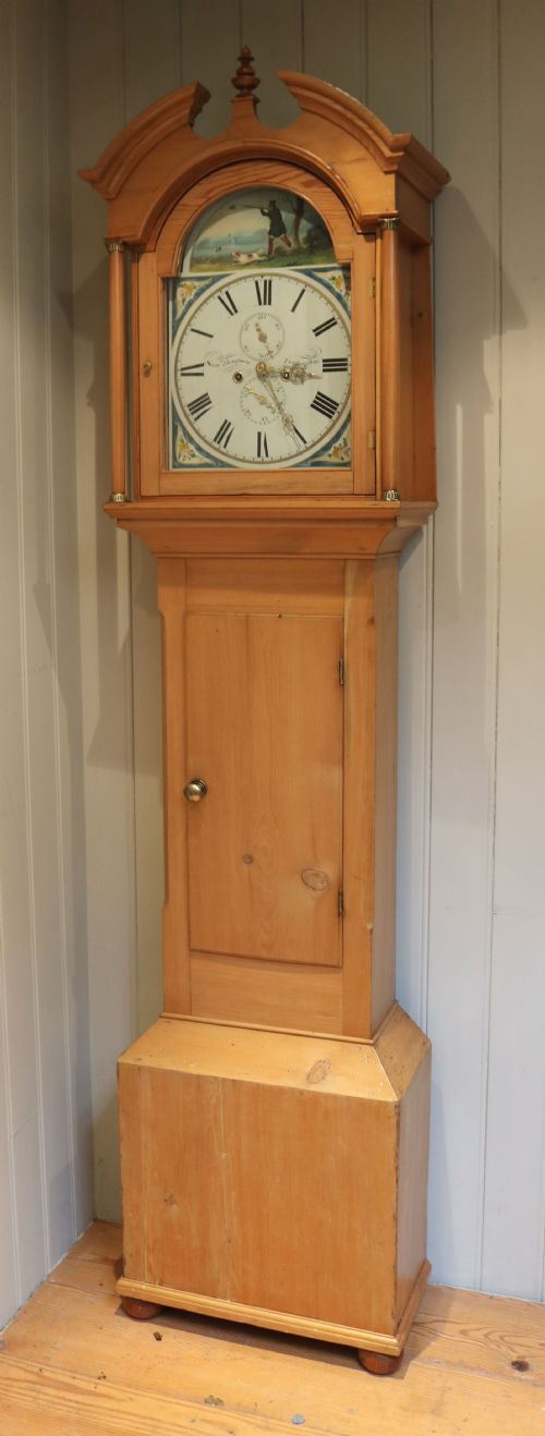 fig 1. Pine Hunting Scene Longcase Clock (England, 1824 to 1834)