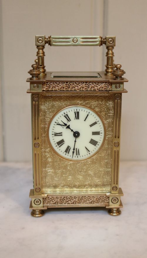 Ornate French Timepiece Carriage Clock (France, 1900 to 1910)