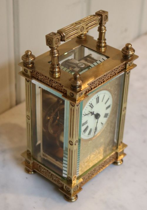 fig 1. Ornate French Timepiece Carriage Clock (France, 1900 to 1910)