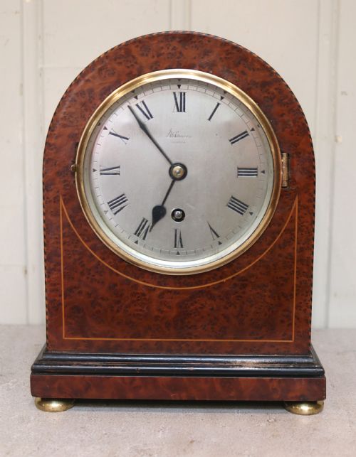 fig 1. Bird's Eye Maple Mantel Clock (England, 1910 to 1920)