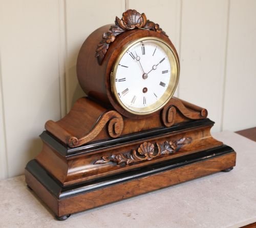 fig 1. Victorian Walnut Drumhead Mantel Clock (France, c. 1860)