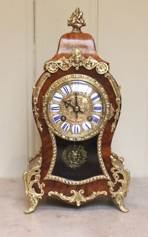 fig 1. French Walnut And Brass Mantel Clock (France, c. 1880)