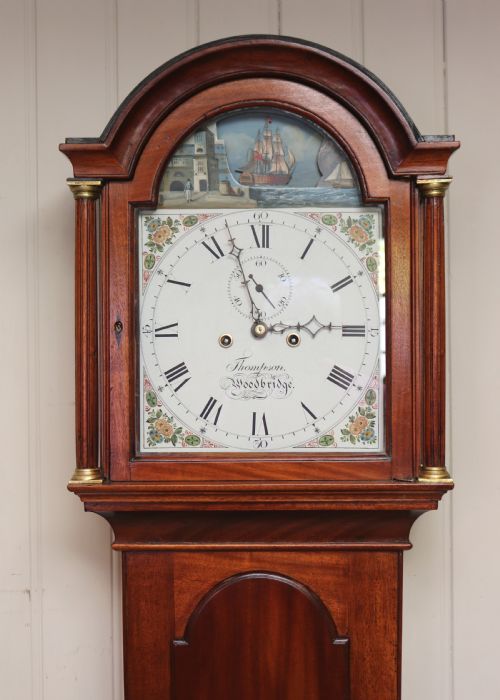 fig 1. Small Mahogany Longcase Clock With Rocking Ship