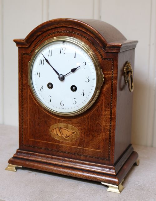 Edwardian Mahogany and Inlay Mantel Clock