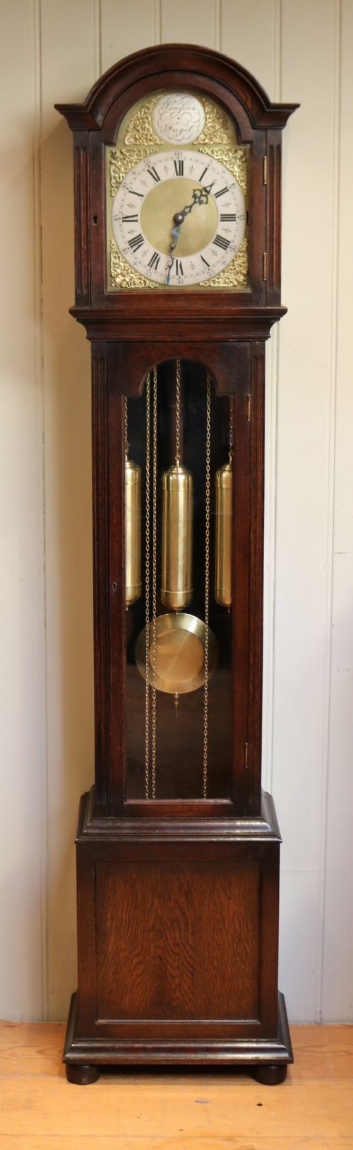 Small Oak Chiming Longcase Clock