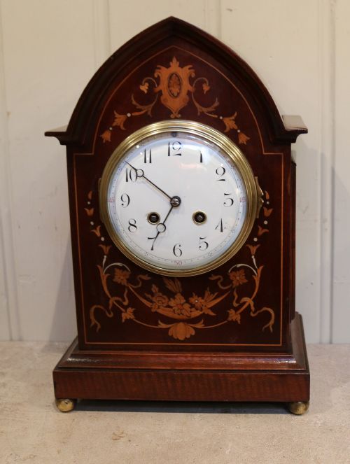 Mahogany and Inlay Mantel Clock
