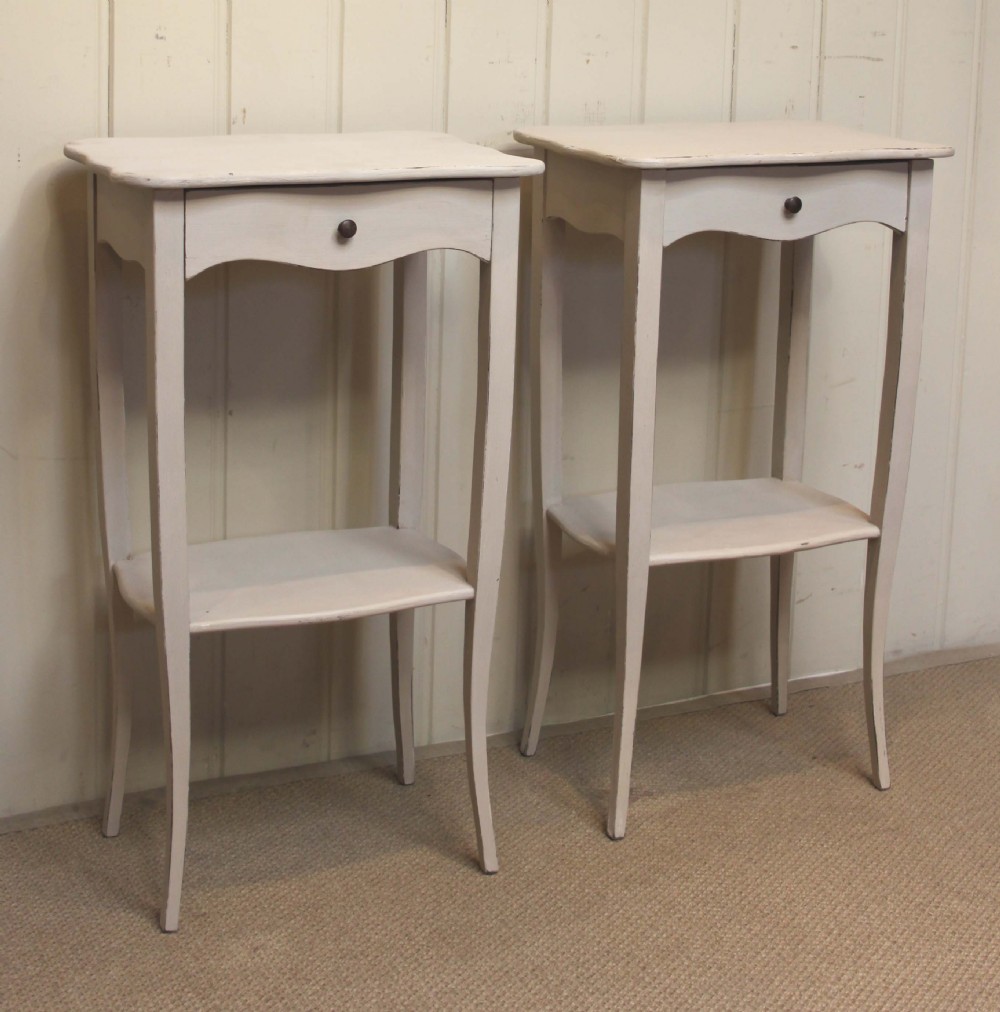 Pair Of Slim Painted Bedside Cabinets