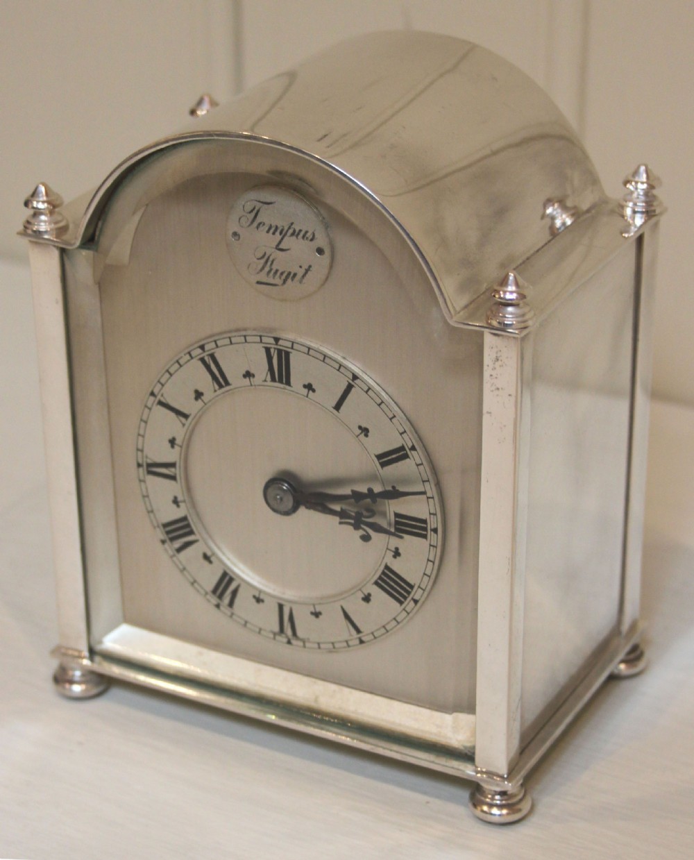 Silver Plated Break-Arch Top Mantel Clock