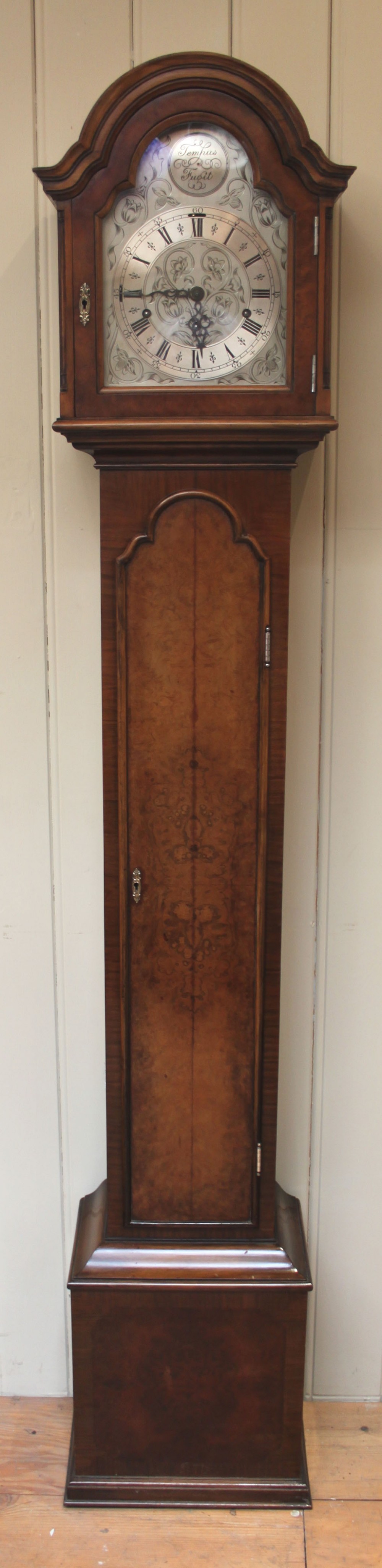 Burr Walnut Chiming Grandmother Clock