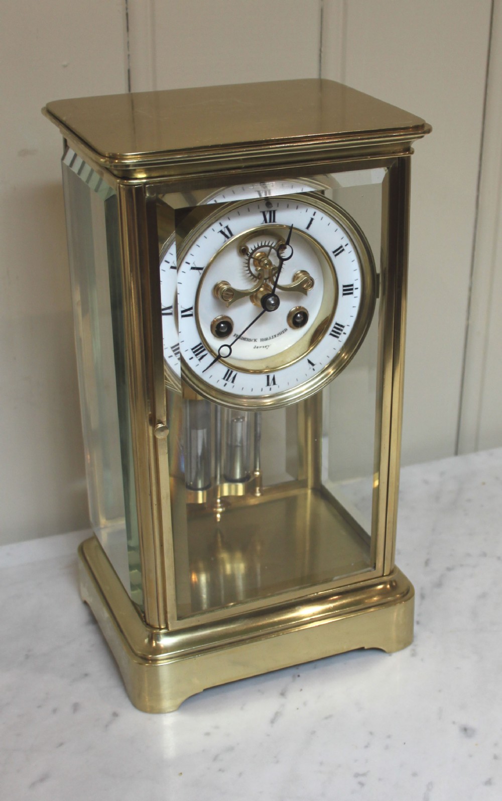 French Visible Escapement Four Glass Clock (France, c. 1880)