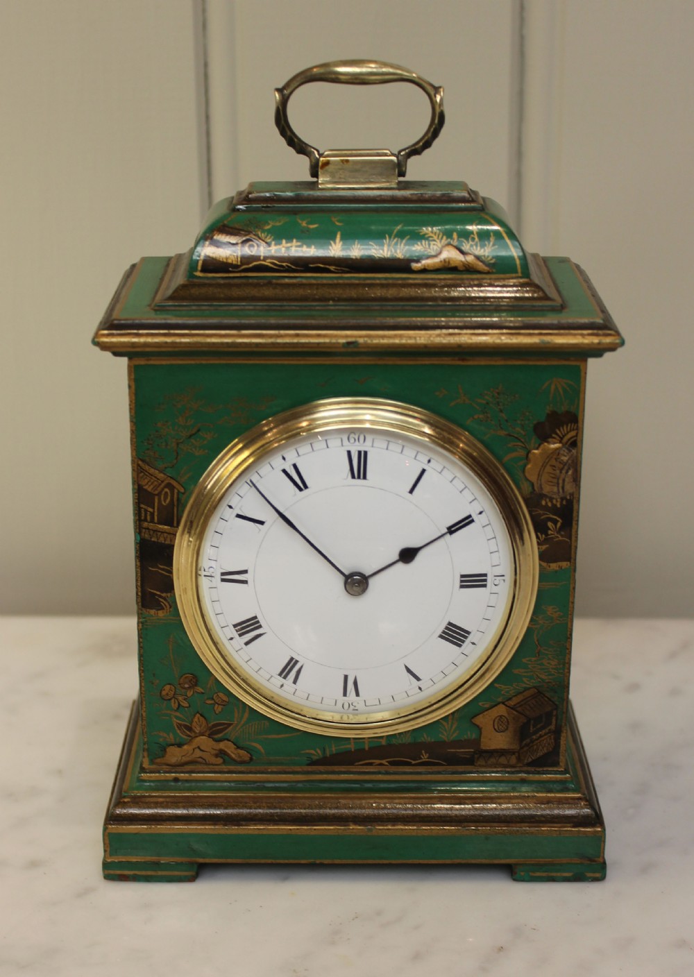 Chinoiserie Miniature Timepiece Bracket Clock (England and France, c. 1920)