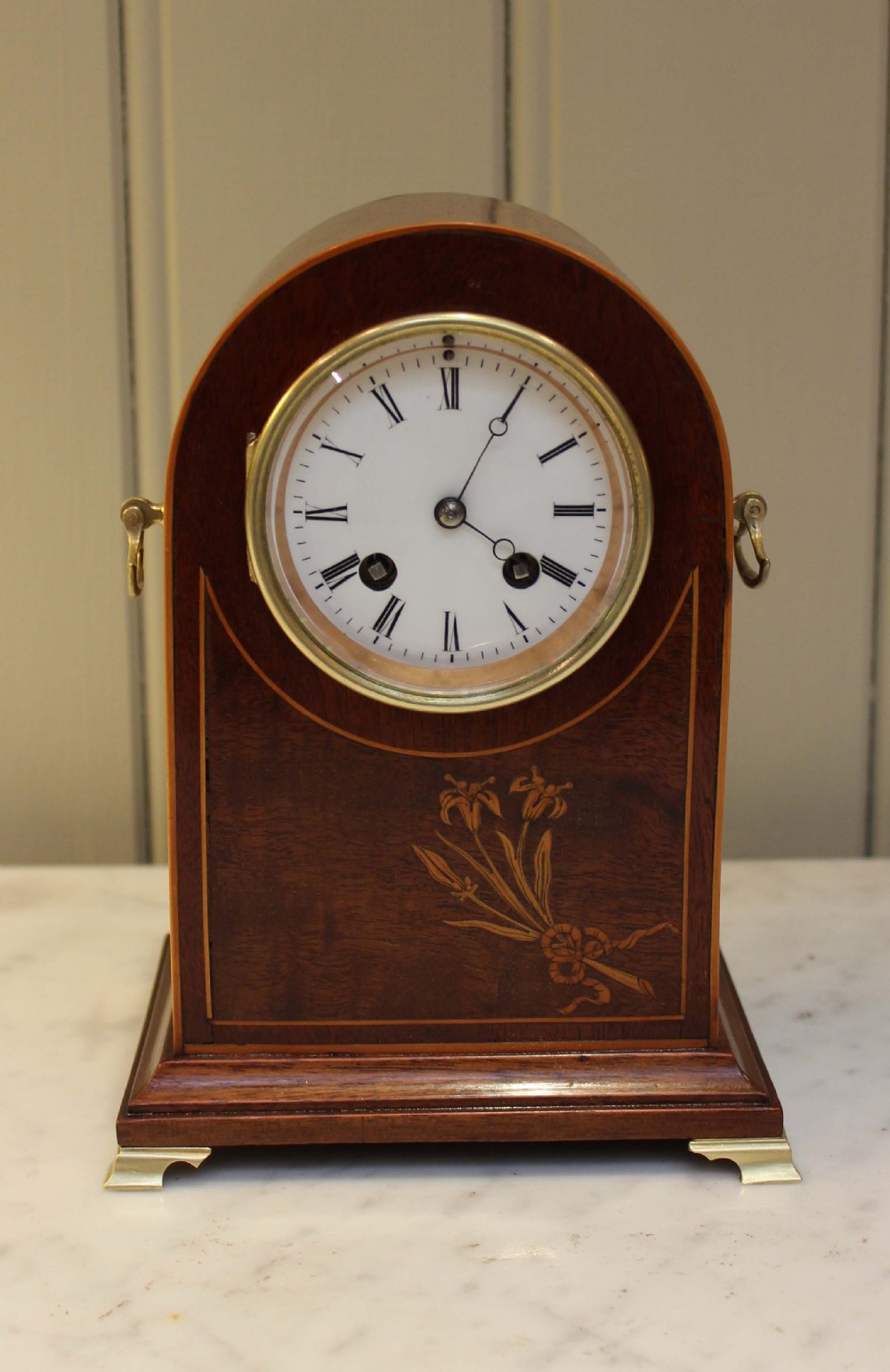 Small Edwardian Mahogany and Inlay Mantel Clock