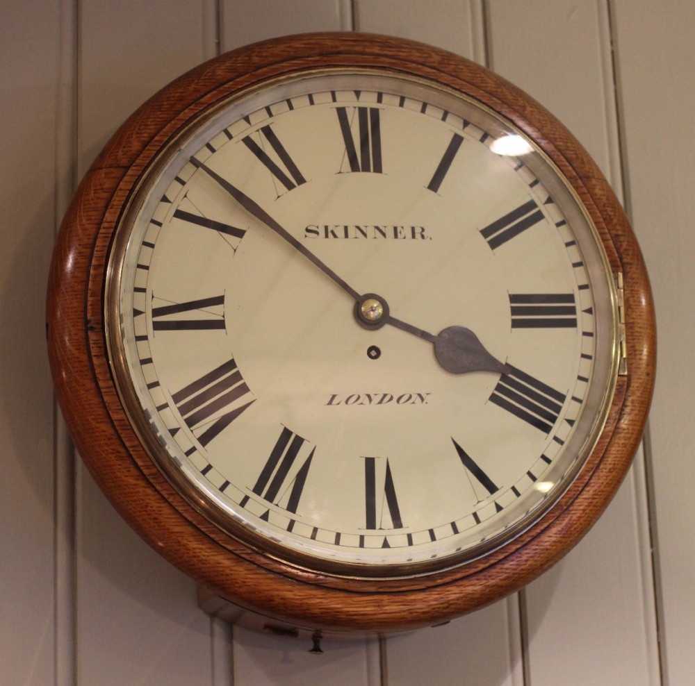 Large solid Oak Cased Fusee Dial Clock