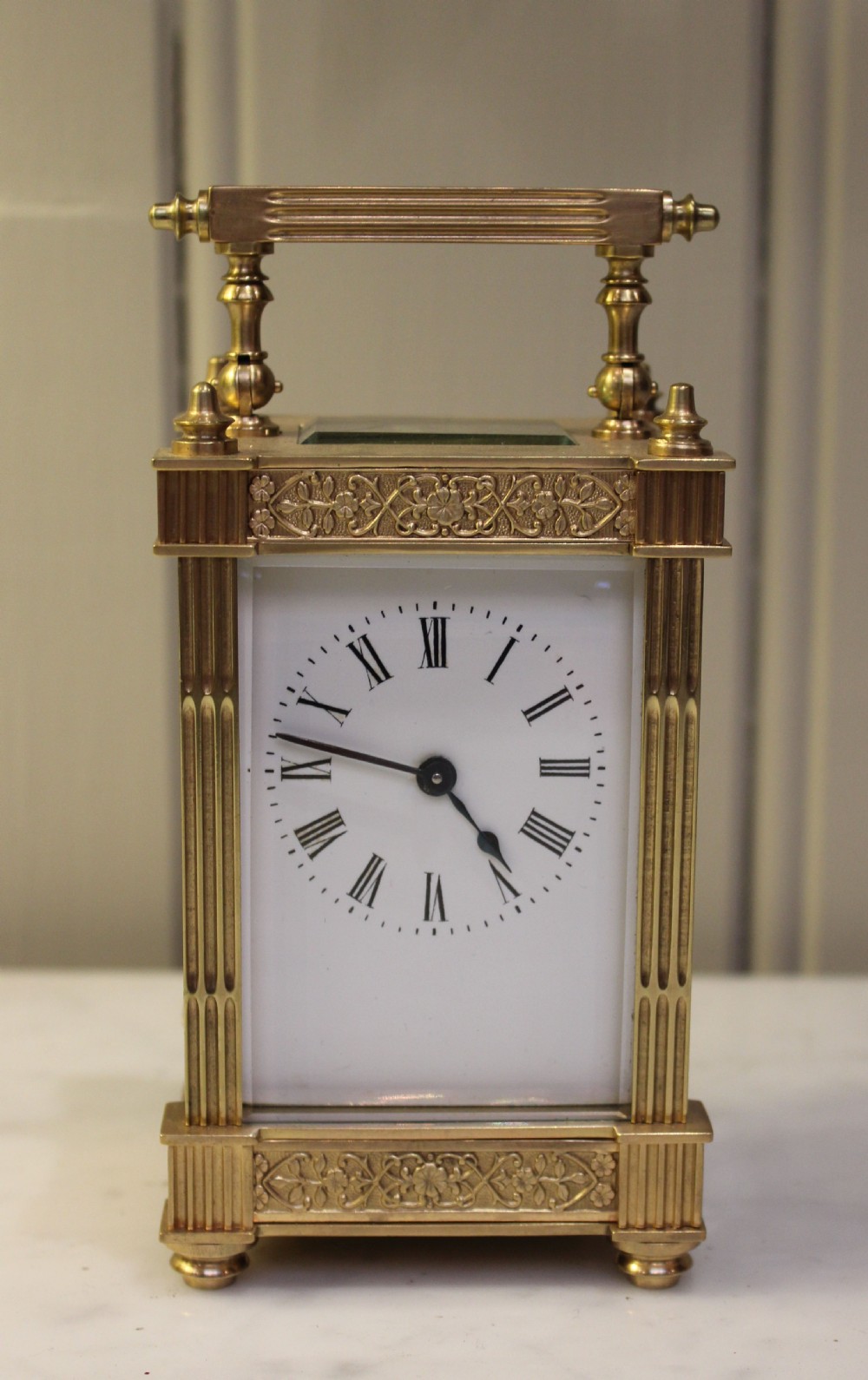 Ornate Edwardian Brass Timepiece Carriage Clock (France, c. 1905)