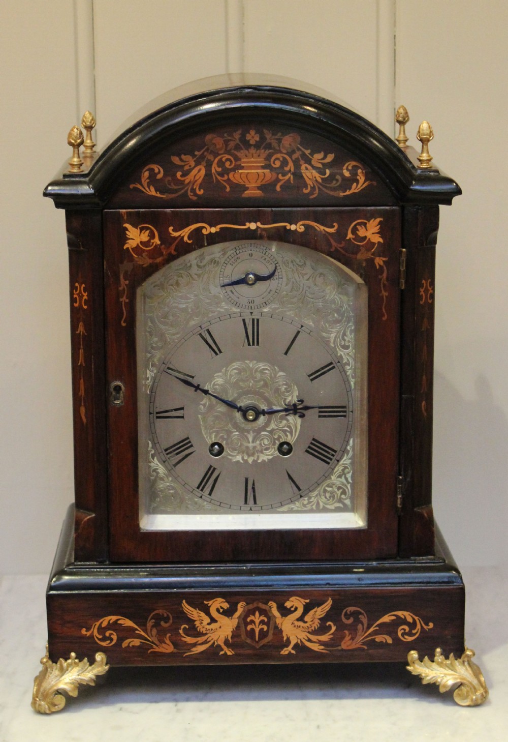 Rosewood and Inlay Lenzkirch Bracket Clock (Germany, 1910)